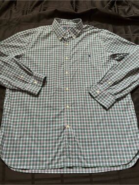 POLO Ralph Lauren Classic Fit Performance Stretch Mens Shirt 2XL Green Plaid